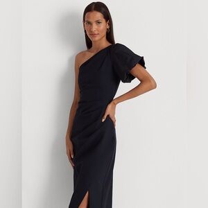 Lauren Ralph Lauren One-Shoulder Crepe Cocktail Dress in Black